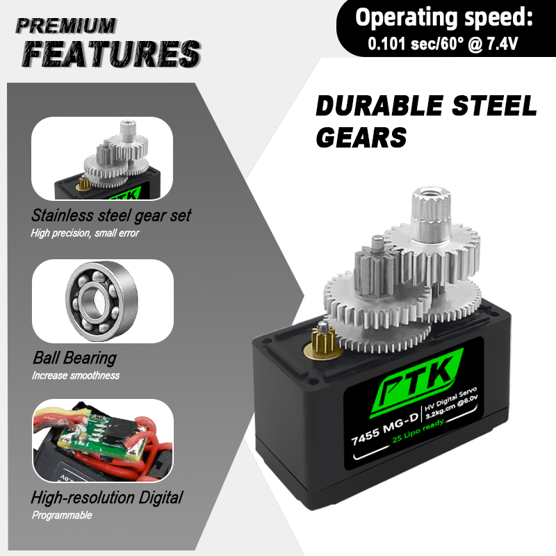 PTK 7455MG-D servo 12g Digital - Rc Hobby Model 评论和价格